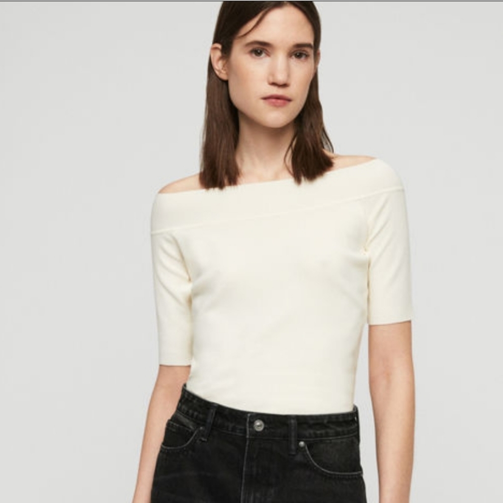 All Saints Bandeau Neckline Short Sleeve Sweater